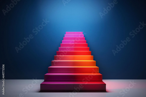 red carpet and stairs leading to success