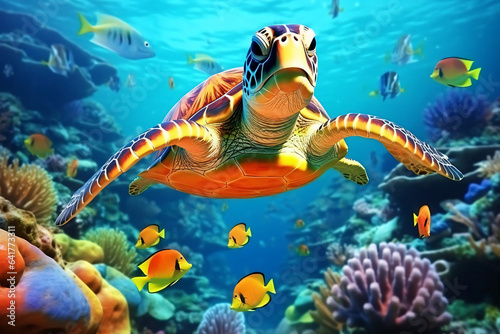 sea turtle under waters © Hasanul