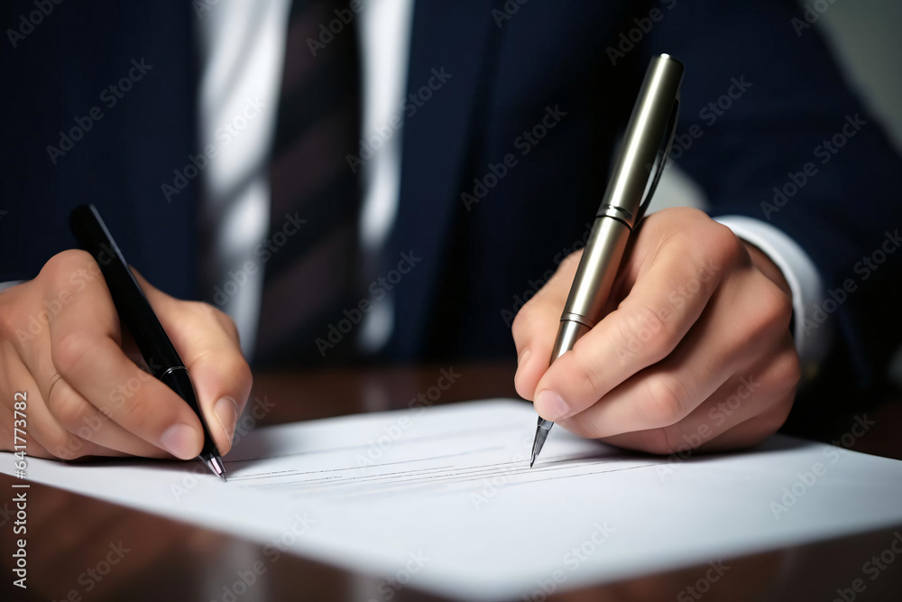 businessman signing a document businessman signing a document