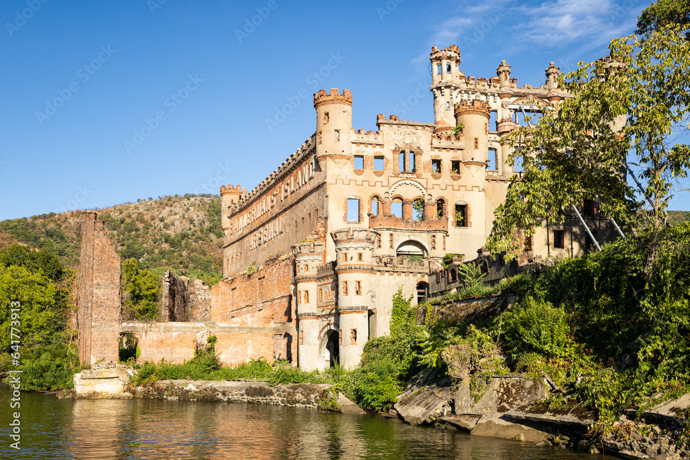 Ruin of Bannerman Castle on an island in the Hudson river , Newburgh, New York.