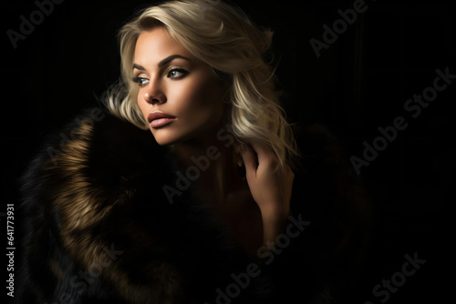 portrait of a blonde woman in dramatic dark and light composition