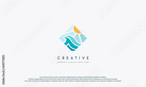 wave logo design illustration vector. Blue Wave icon. Usable for Business and Holiday Logos, Isolated on white background
