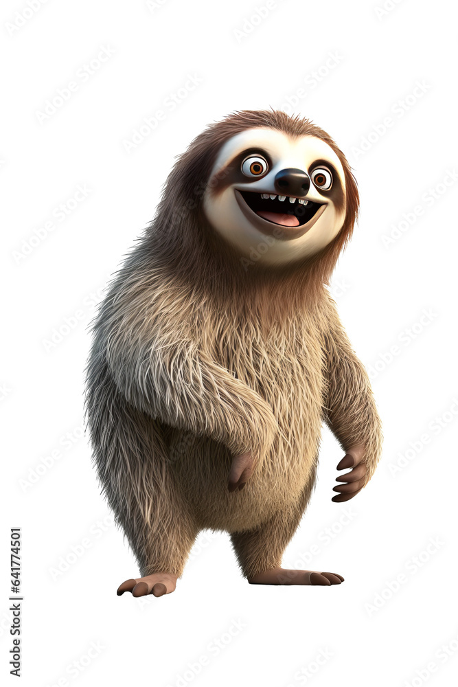 Fototapeta premium Sloth, cartoon characters. Clipart with an isolated background.