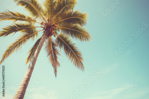 photo of a beach palm tree view from below © Hasanul