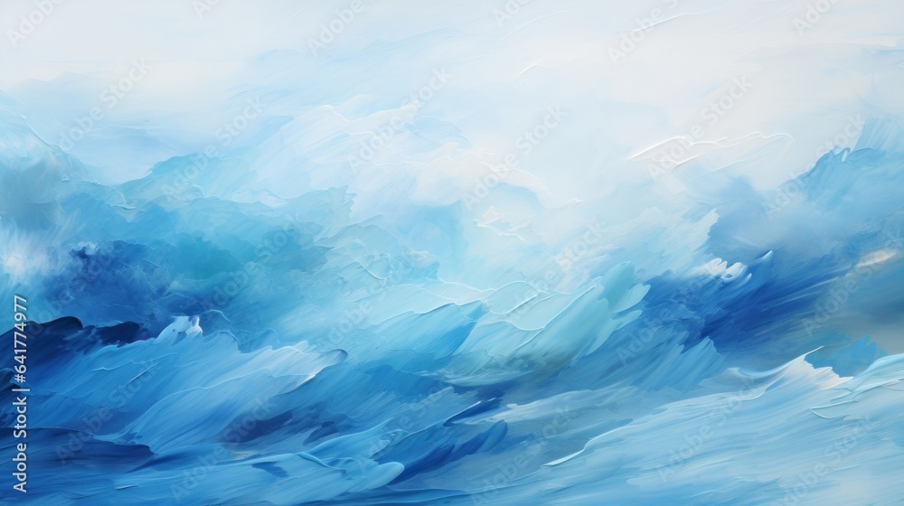 A tranquil abstract blue background with soft, flowing brushstrokes in cool and calming colors, reminiscent of a serene landscape or seascape