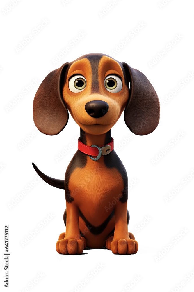 Dachshund, dog cartoon character. Clipart with an isolated background.
