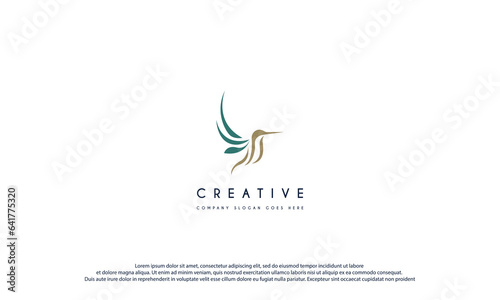 birds hummingbird fly lines logo design vector symbol icon illustration