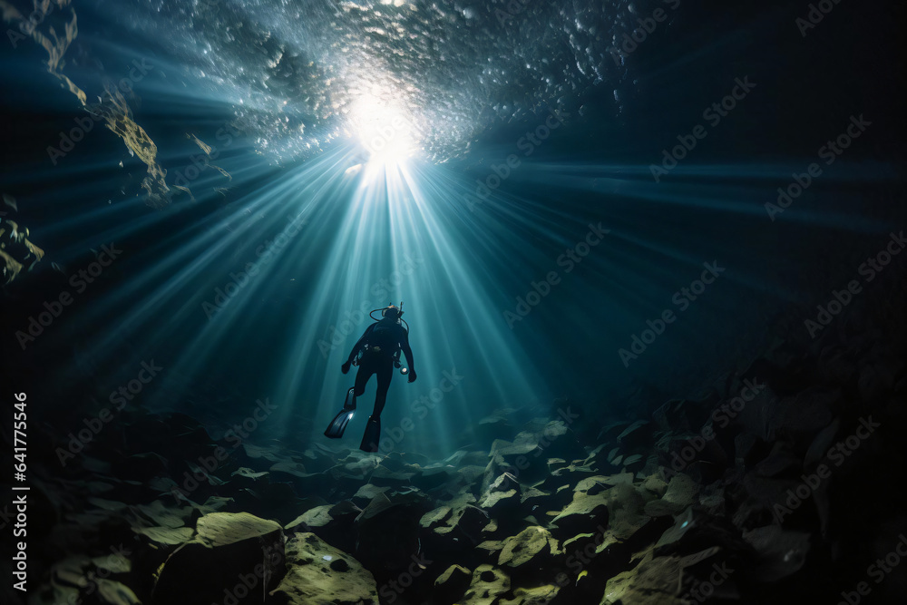 Scuba diver under water