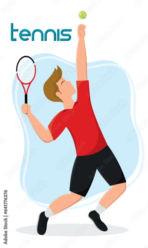 Isolated man play tennis Healthy lifestyle Vector