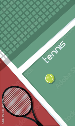 Tennis poster Field tennis racket and ball Vector