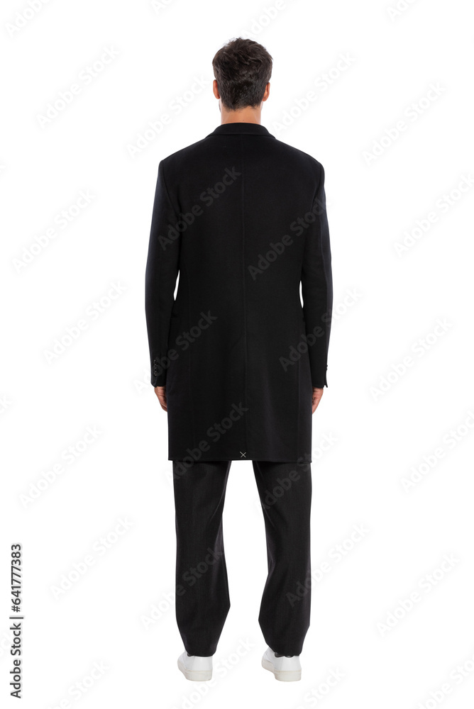 A handsome man in a blazer suit posing for a clothing band on a white background. A handsome man in a blazer suit posing for a clothing band on a white background.