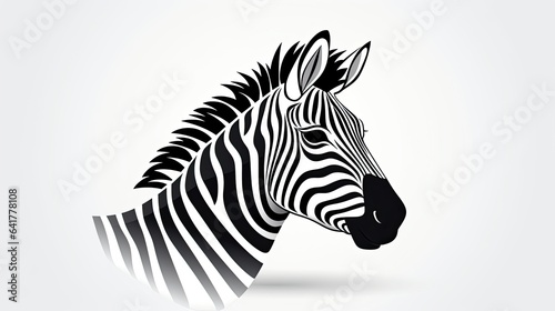 Zebra head and neck illustration isolated on white background.