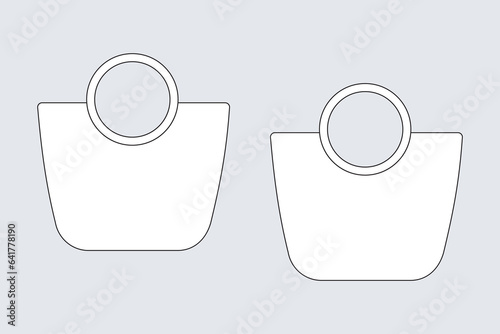 Beach bag vector template isolated on white. Apparel models sketch set. Outline for fashion clothes design. Front and back view.