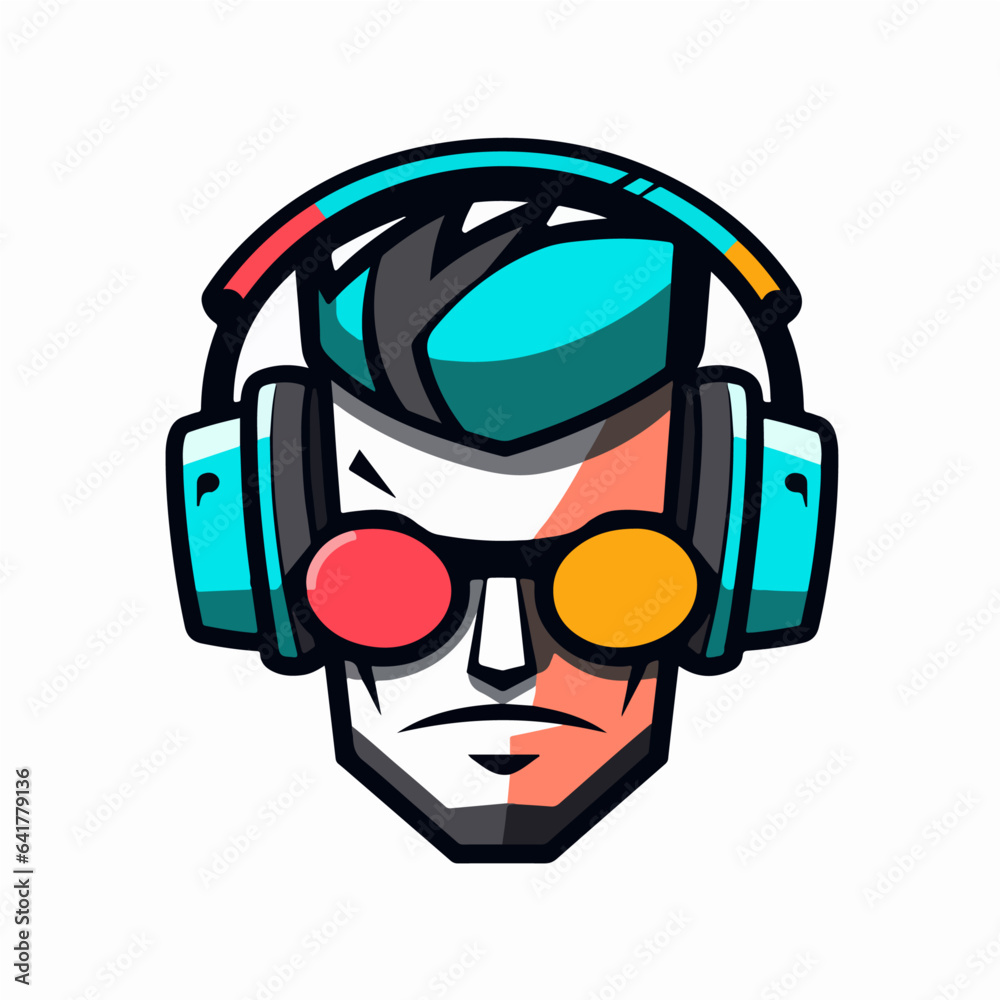 DJ character cartoon logo vector symbol