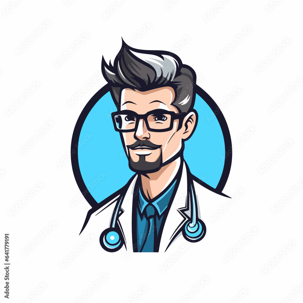 Doctor character cartoon logo vector symbol