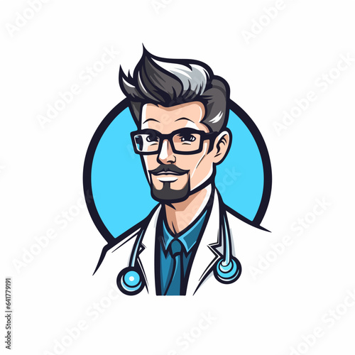 Doctor character cartoon logo vector symbol