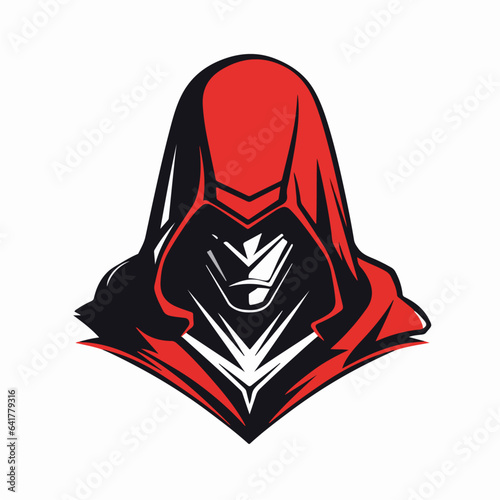 Assassin in shrouded cloak symbol logo