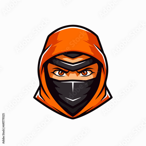 Ninja head character logo symbol vector