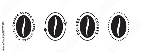 Coffee bean logos. Coffee shop labels set. Vector scalable graphics