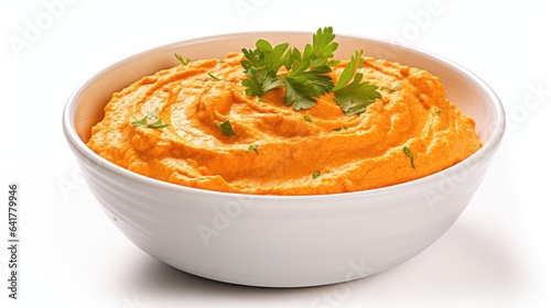 Carrot dip isolated on white background