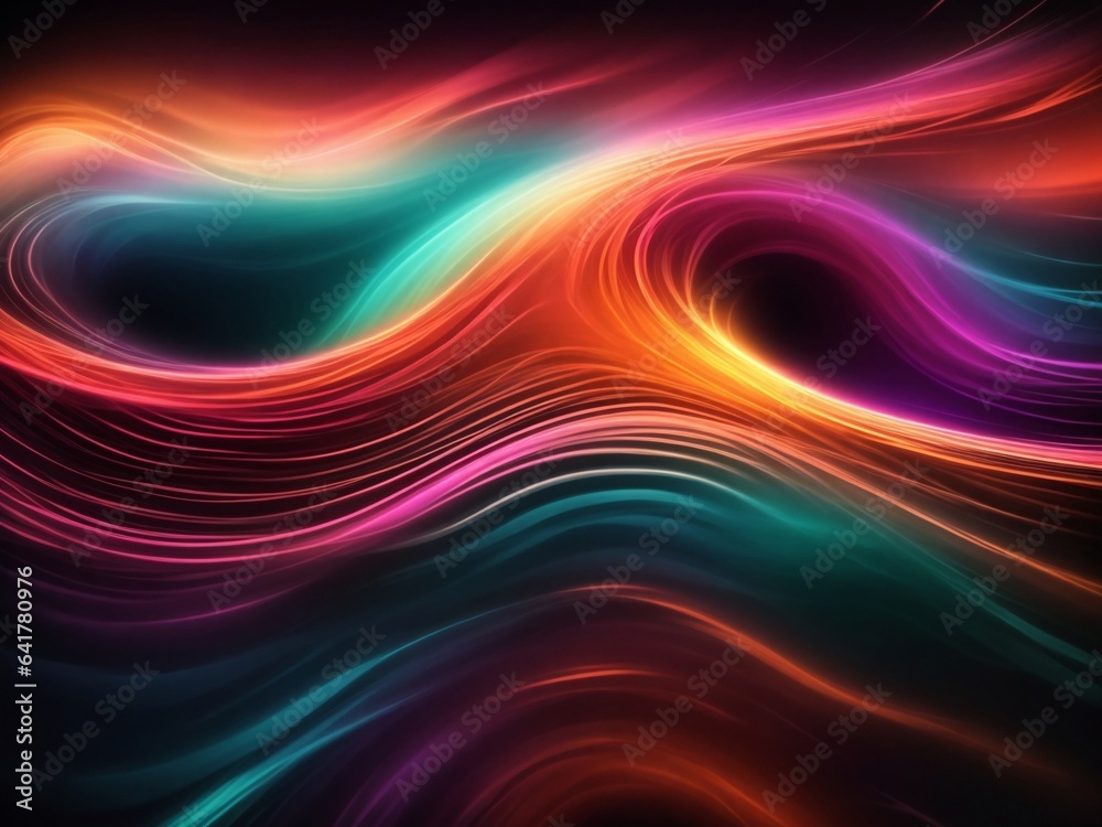 Abstract colorful background with neon paint waves