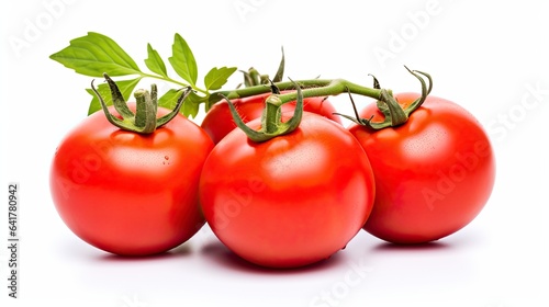 Organic Tomatoes in a Neat Row - Farm Fresh Produce on White Background