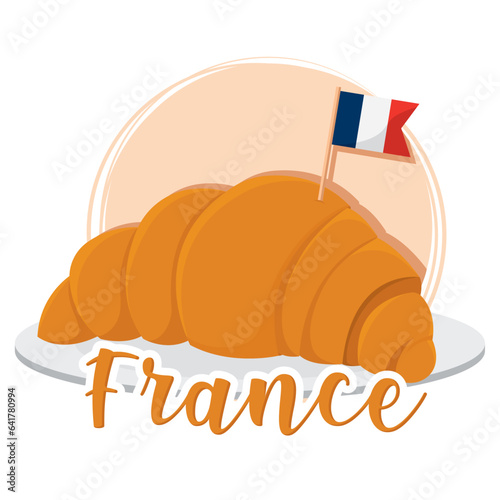 Isolated colored french croissant with a flag France concept Vector