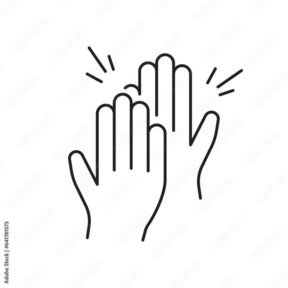 High five pixel perfect linear icon. Success gesture. Productive teamwork metaphor. Collaboration. Thin line illustration. Contour symbol. High five pixel perfect linear icon. Success gesture. Productive teamwork metaphor. Collaboration. Thin line illustration. Contour symbol.