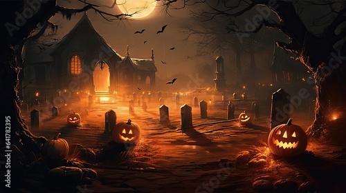 Spooky old gothic castle,halloween background. scary haunted castle poster.