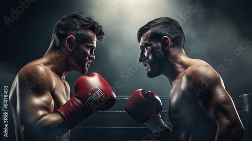 two men boxing cinematic light, fight your fears and opponent, world competition boxing