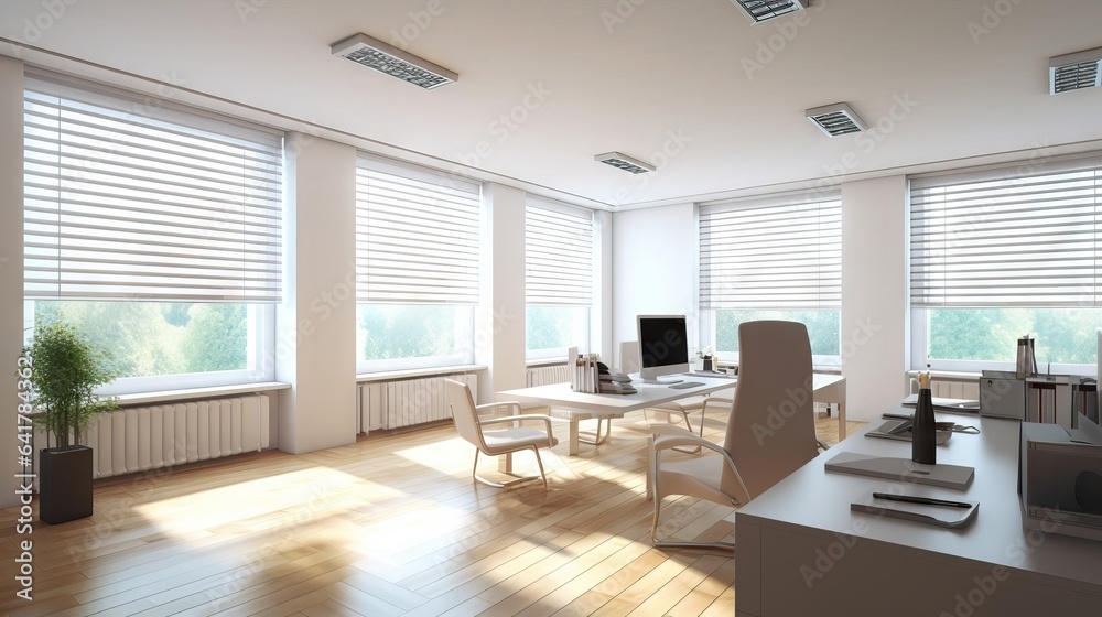 Interior of modern office, empty office building.Open ceiling design. Work space concept Interior of modern office, empty office building.Open ceiling design. Work space concept