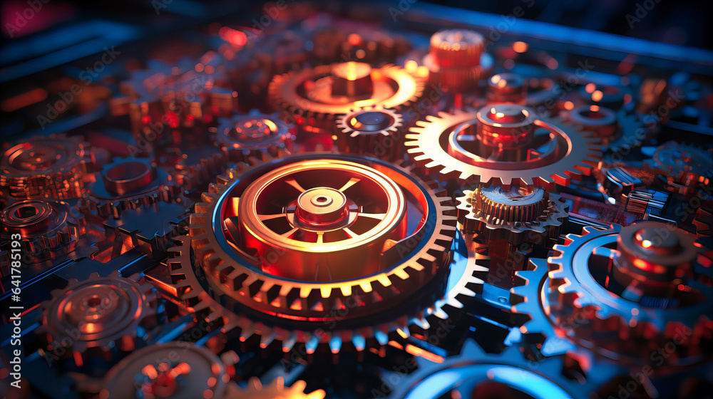 An intricate network of gears and cogs, representing the intricacies of business operations