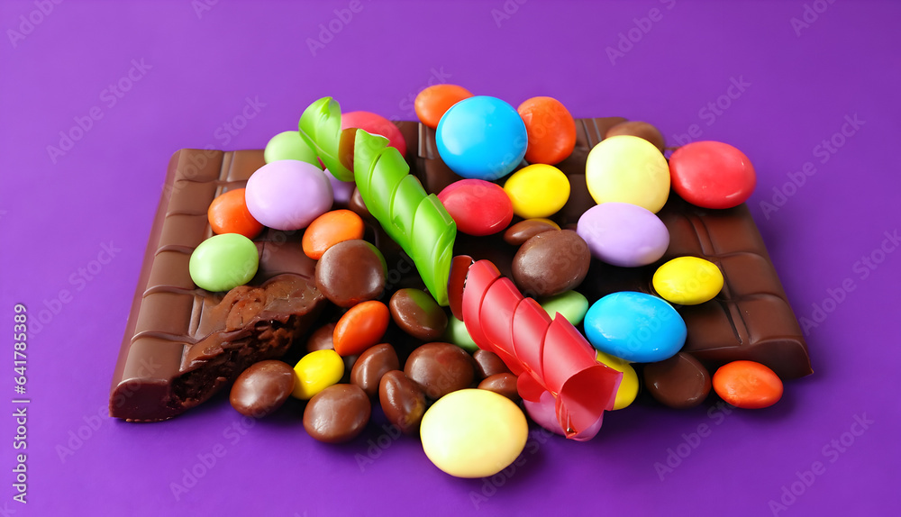 candy bar with candy bars on top of it and candy in front of it candy bar with candy bars on top of it and candy in front of it