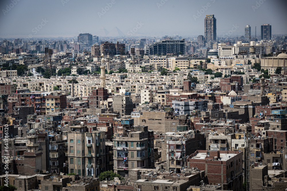 Cairo city view from the Alabaster Mosque at the medieval citadel of Saladin, Egypt