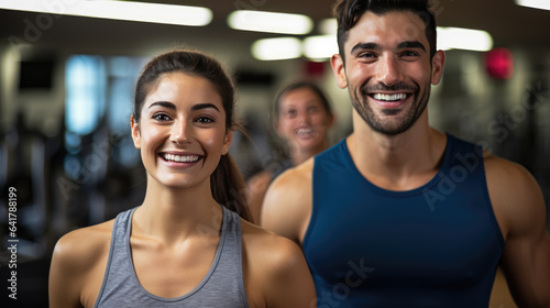 Portrait of sports man and woman training together in a gym © MP Studio