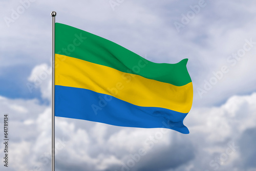 Gabon flag on sky backgroun...