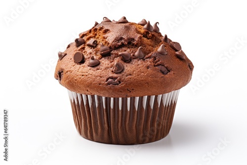 One chocolate muffin white background