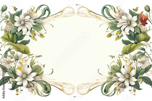 Watercolor floral illustration, floral frame background.