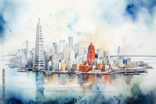 San Francisco downtown skyline illustration