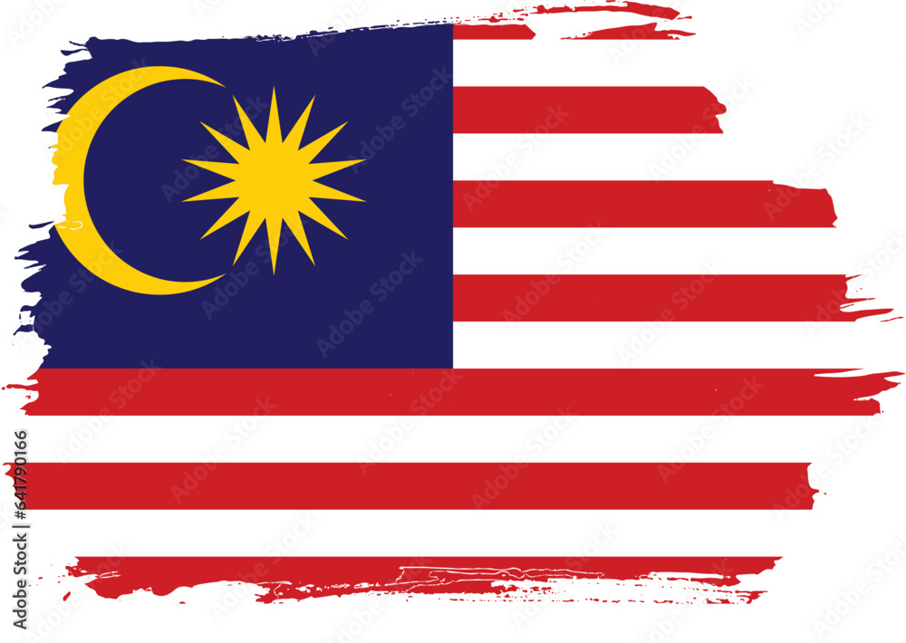 Hand-drawn brush stroke flag of MALAYSIA country flag vector illustration Hand-drawn brush stroke flag of MALAYSIA country flag vector illustration