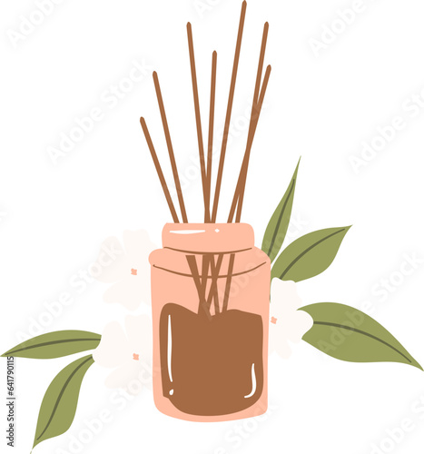 Aromatherapy diffuser, reed diffuser, spa clipart, home decoration 