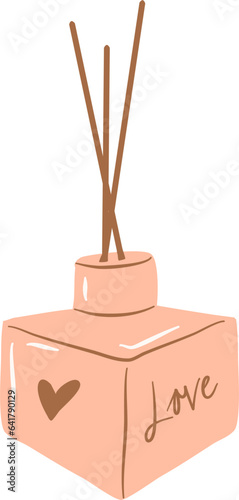 Aromatherapy diffuser, reed diffuser, spa clipart, home decoration 