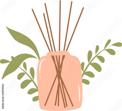Aromatherapy diffuser, reed diffuser, spa clipart, home decoration 
