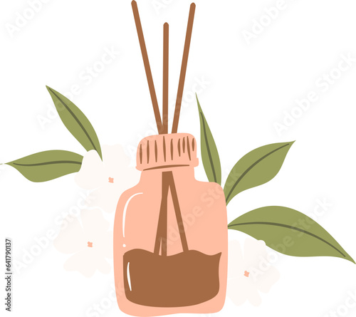 Aromatherapy diffuser, reed diffuser, spa clipart, home decoration 