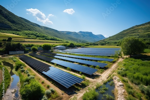 solar energy panels. solar panels photovoltaics in solar farm