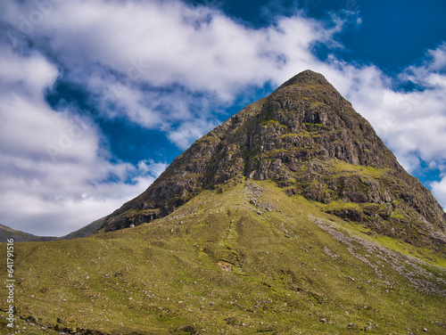 The peak of Uisgnabhal Mor towers over Glen Meavaig, home of the North Harris Eagle Observatory in the Outer Hebrides, Scotland, UK and some of the highest densities of breeding golden eagle in Europe