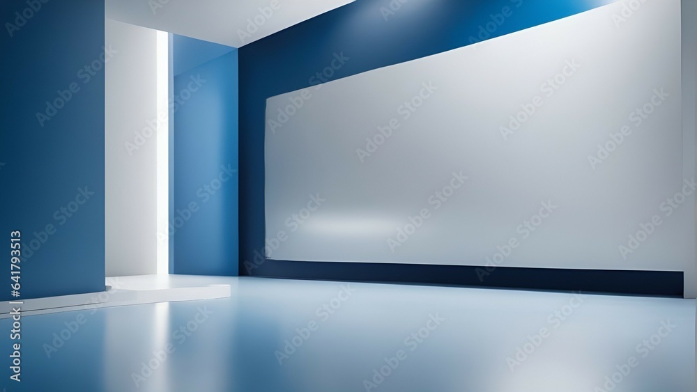 3d render of a studio in white & blue tone. Generative AI 3d render of a studio in white & blue tone. Generative AI