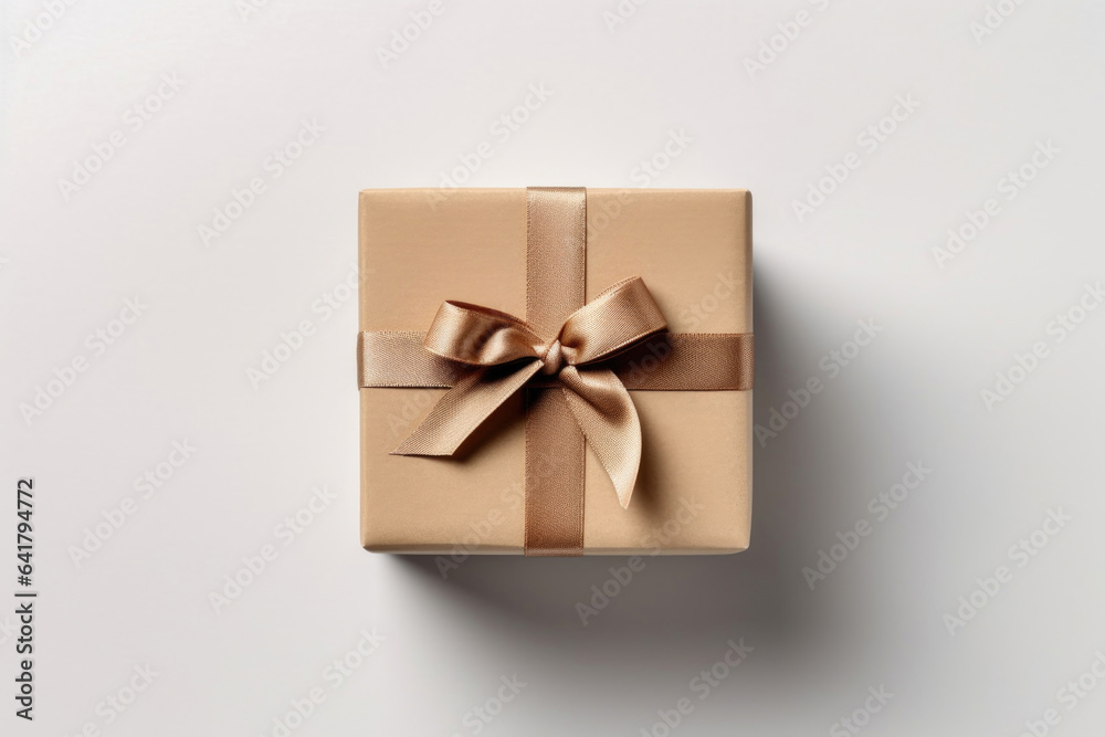 Square gift box with a bow on a white background Square gift box with a bow on a white background