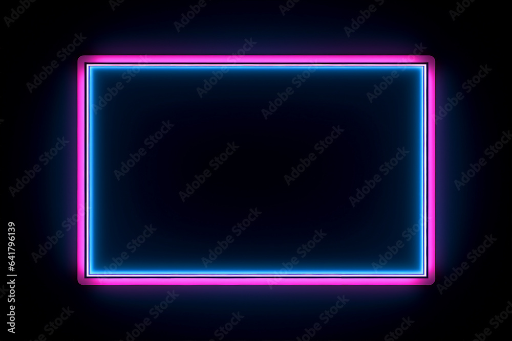 Generative ai collage image picture of neon rectangle box with neon lights for advertising Generative ai collage image picture of neon rectangle box with neon lights for advertising