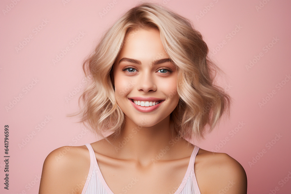 Generative AI portrait picture of young attractive blond hairdo female glamorous style Generative AI portrait picture of young attractive blond hairdo female glamorous style
